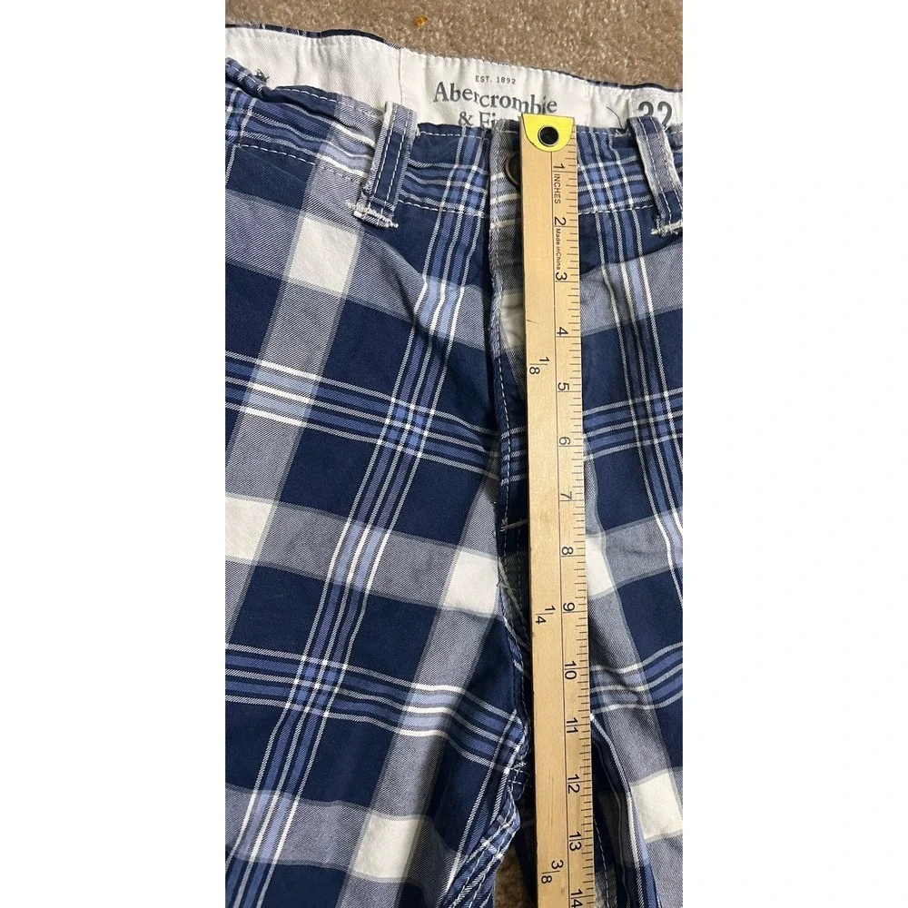 VTG Abercrombie‎ & Fitch Shorts Men 32 Blue White Plaid Y2K Baggy 90s Grunge